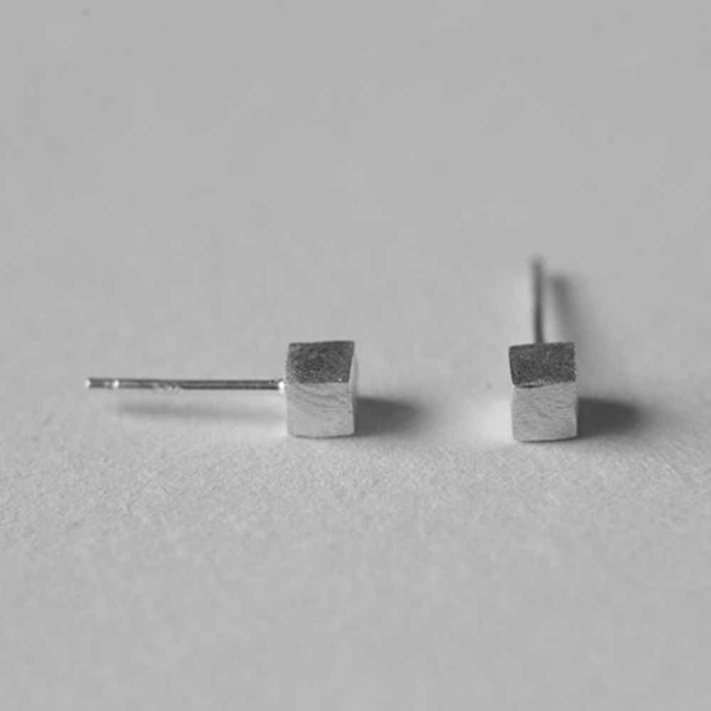 Sterling Silver Plated Cube Earrings